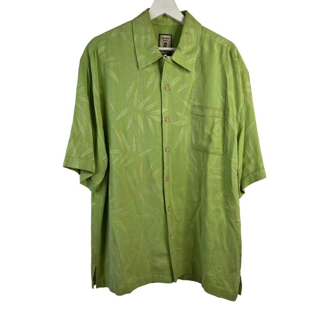 Jamaica Jaxx Size L Shirt Silk Relax Hawaiian Pin Up Stitched Camp Collar Mens